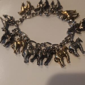 Gold and Silver Horse Charm Bracelet